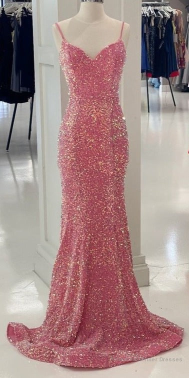 Glitter Pink Velvet Sweetheart Mermaid Long Formal Dress Main image