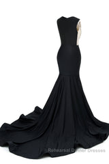 Portrait Trumpet Sweep Train Sleeveless Beading Evening Dresses