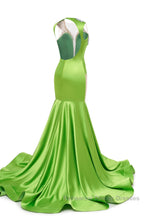 V-Neck Mermaid Brush Train Hollow Sleeveless Beading Evening Dresses