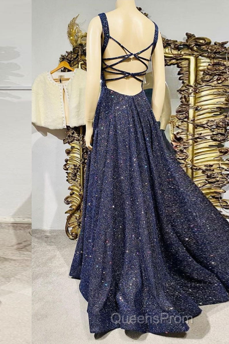 Dark blue sequin long Evening Prom Dress , blue evening Dress Secondary image