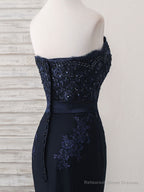 Dark Blue Sweetheart Mermaid Long Prom Dress, Dark Blue Evening Dress