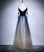Dark blue tulle long Evening Prom Dress, blue evening Dress