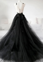 Classic Black Lace Tulle Long Classy Prom Dress Black Classy Evening Dress