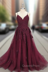 Dark Blue V Neck Tulle Lace Long Evening Prom Dress Blue Lace Bridesmaid Dress