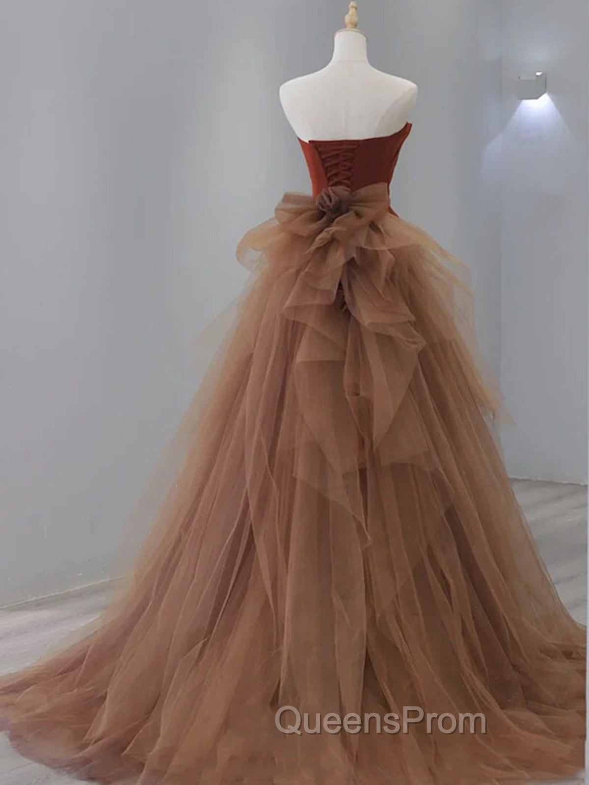 Dark Coffee Long Evening Prom Dress, Dark Coffee Long Evening Graduation Dress