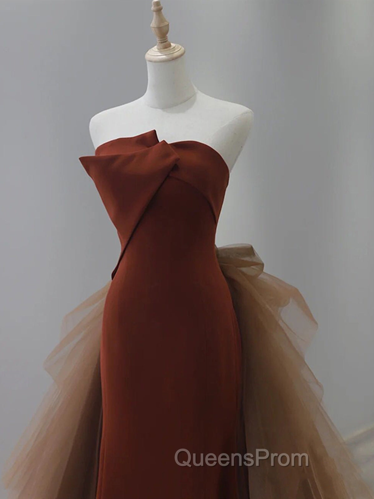 Dark Coffee Long Evening Prom Dress, Dark Coffee Long Evening Graduation Dress