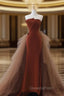Dark Coffee Long Evening Prom Dress, Dark Coffee Long Evening Graduation Dress