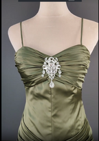 Elegant Spaghetti Strap Mermaid Satin Dark Green Long Classy Prom Dress Gorgeous Classy Evening Dress