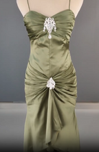 Elegant Spaghetti Strap Mermaid Satin Dark Green Long Classy Prom Dress Gorgeous Classy Evening Dress