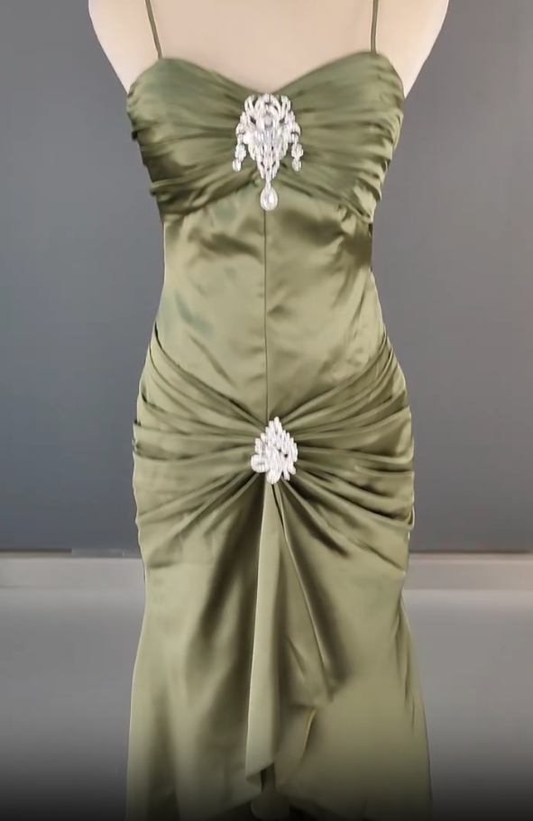 Elegant Spaghetti Strap Mermaid Satin Dark Green Long Classy Prom Dress Gorgeous Classy Evening Dress