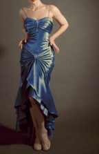 Elegant Spaghetti Strap Mermaid Satin Dark Green Long Classy Prom Dress Gorgeous Classy Evening Dress