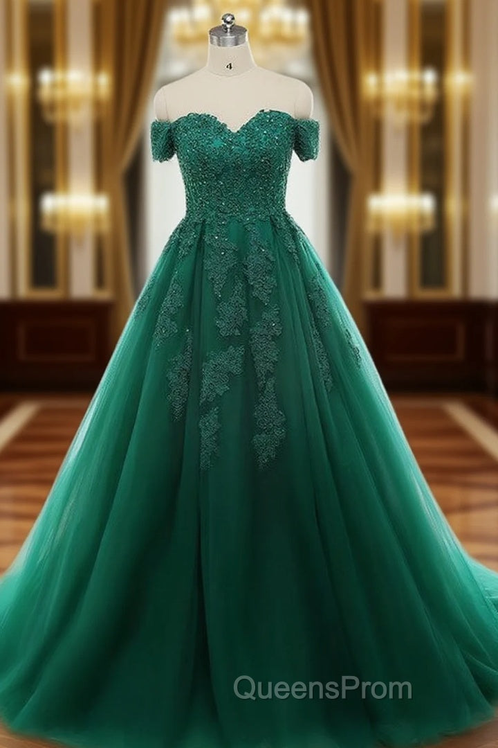 Dark Green Lace Appliques Short Sleeve Ball Gown For 15 Quinceanera Dress Main image
