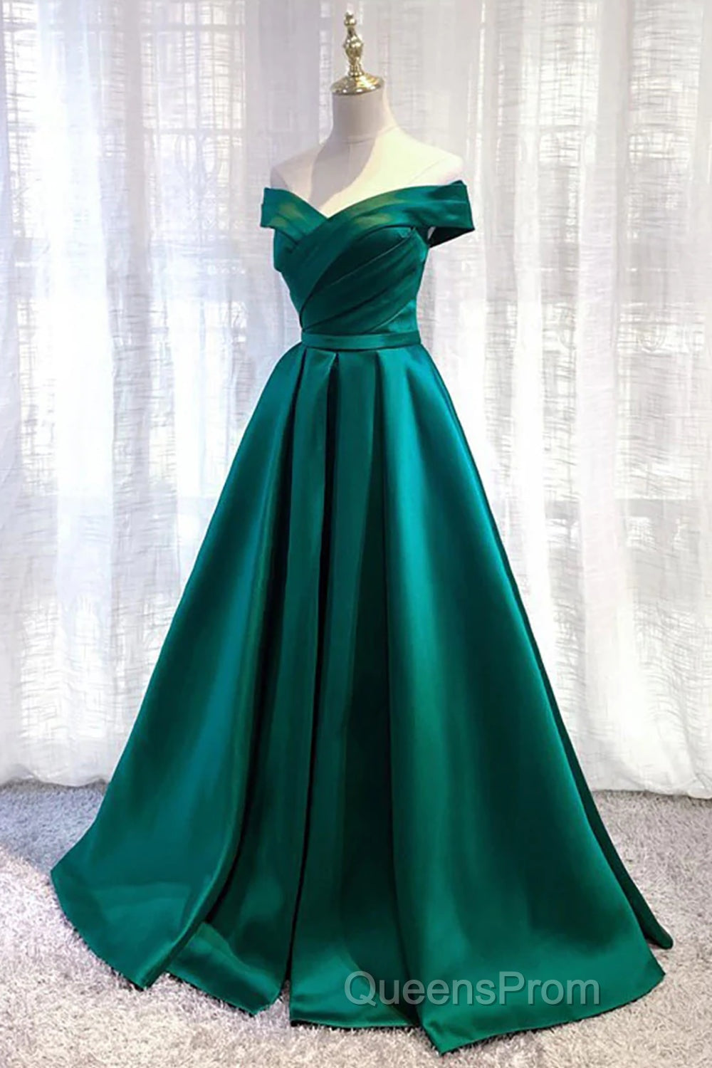 Dark Green Long Evening Prom Dress Elegant A Line Off the Shoulder Party Evening Dress Secondary image