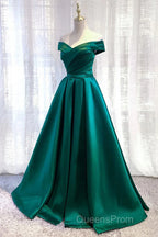 Dark Green Long Evening Prom Dress Elegant A Line Off the Shoulder Party Evening Dress