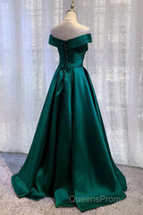 Dark Green Long Evening Prom Dress Elegant A Line Off the Shoulder Party Evening Dress