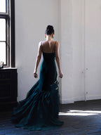 Dark Green Mermaid Ruffle Chiffon Long Classy Prom Dress