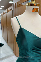 Dark Green Mermaid Satin Long Evening Prom Dress