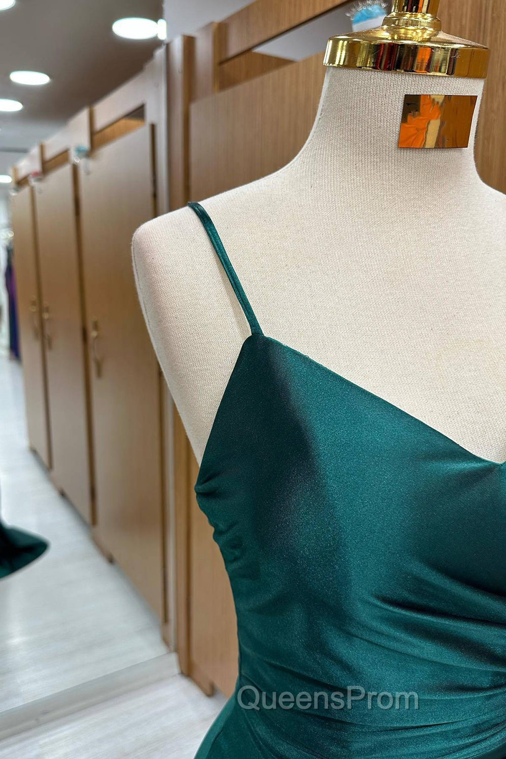 Dark Green Mermaid Satin Long Evening Prom Dress