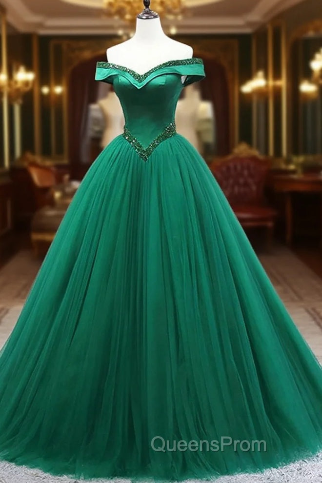 Dark Green Princess Long Evening Dress Green Party Dress Sweet 16 Dress Evening Prom Dress shops Main image