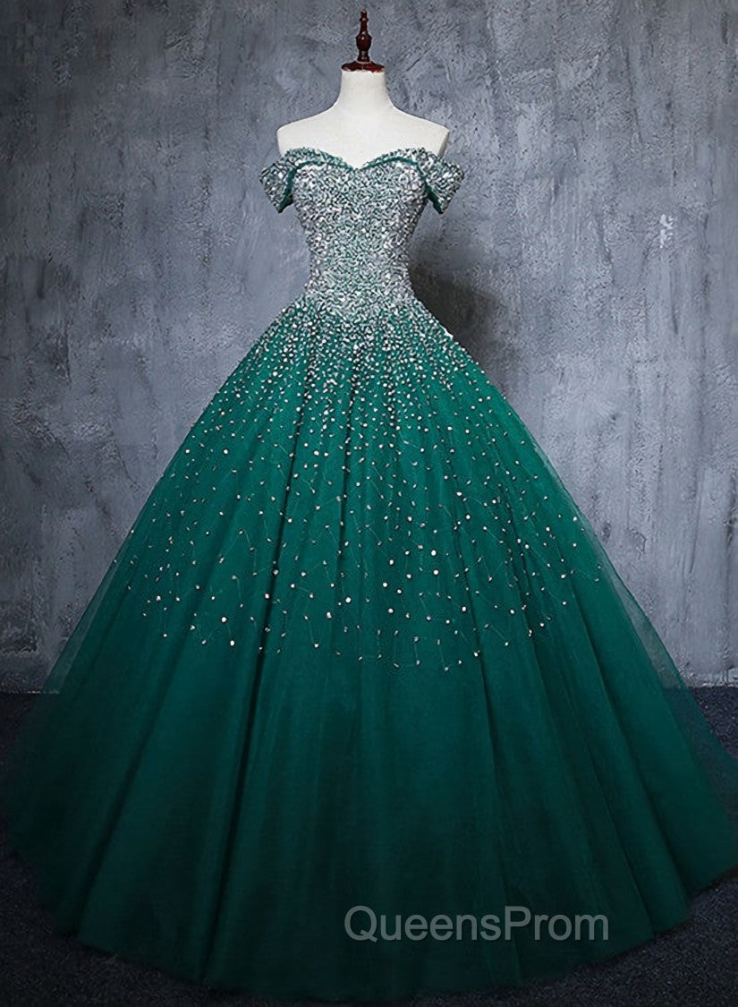 Dark Green Tulle Sweetheart Sparkle Party Dress, Sweet 16 Dress Secondary image