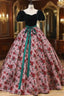 Dark Green Velvet Puff Sleeve Quinceanera Dress