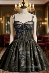 Dark Grey Sequins Lace Up Short Tulle Homecoming Dress, Grey Party Dress