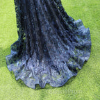 Dark Navy Blue Evening Prom Dress Sequins Mermaid Tulle Long Evening Dress Spaghetti Straps