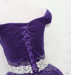 Dark Purple Beaded Tulle Off Shoulder Party Dress Purple Junior Evening Prom Dress Evening Prom Dress shops