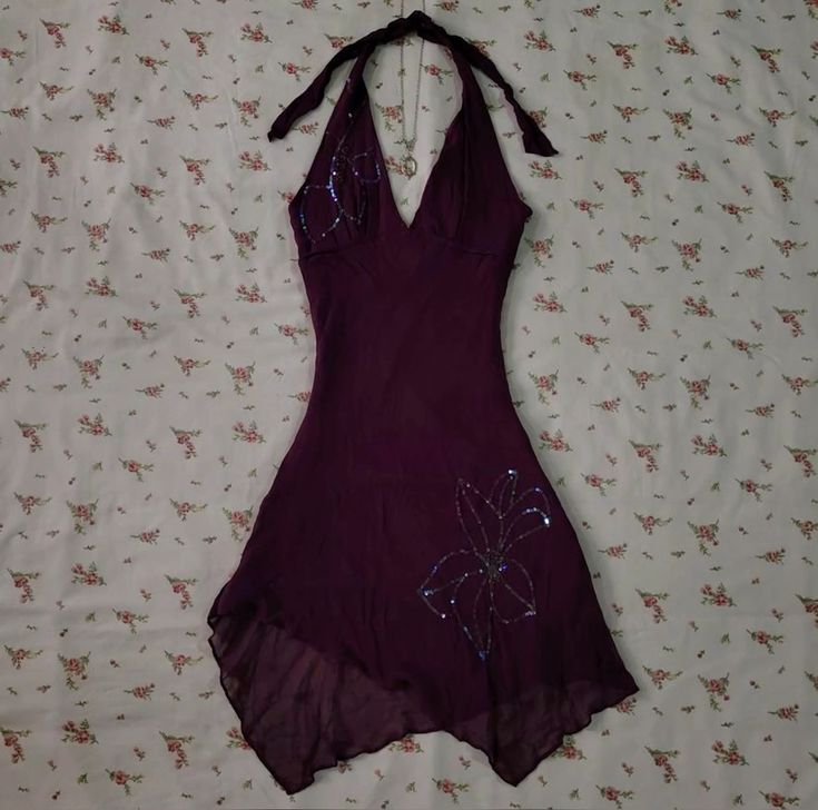 Dark Purple Halter Short Vintage Classy Evening Dress Cocktail Dress Secondary image