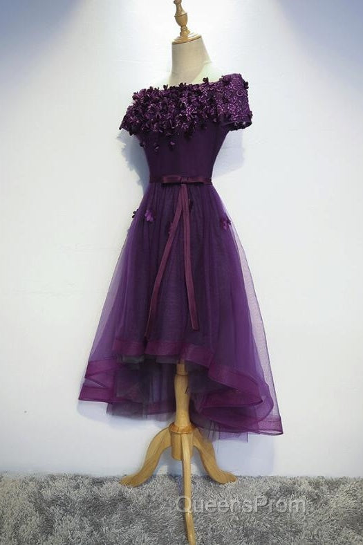 Dark Purple High Low Homecoming Dress, Cute Formal Dress, Evening Prom Dress Secondary image