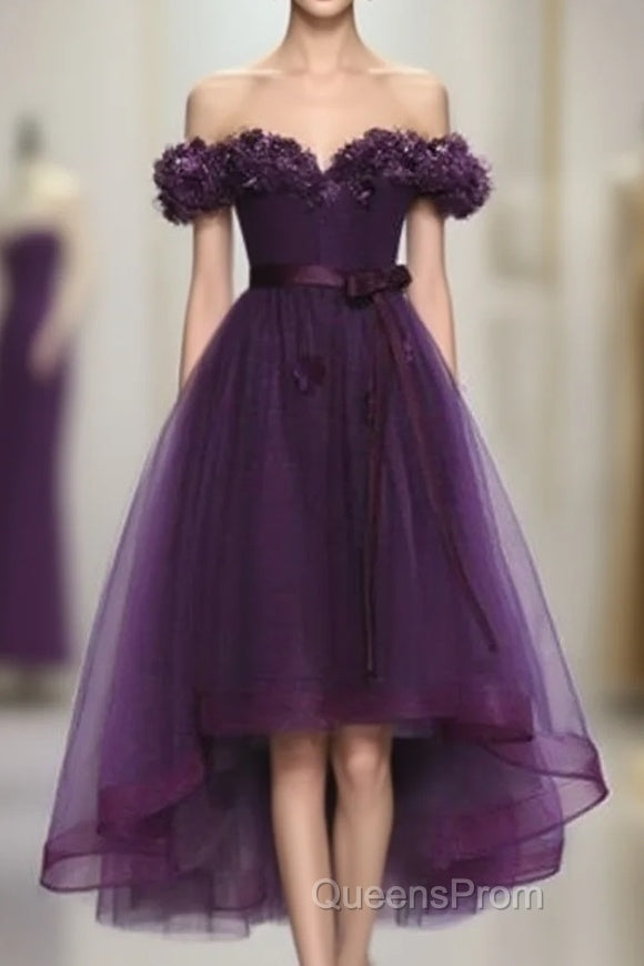 Dark Purple High Low Homecoming Dress, Cute Formal Dress, Evening Prom Dress Main image