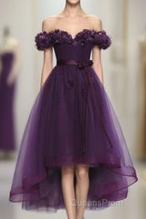 Dark Purple High Low Homecoming Dress, Cute Formal Dress, Evening Prom Dress