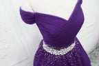 Dark Purple Tulle Long Classy Prom Dress, Beautiful Junior Classy Prom Dress