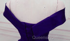 Dark Purple Off Shoulder Satin Long Evening Gown, Evening Prom Dress