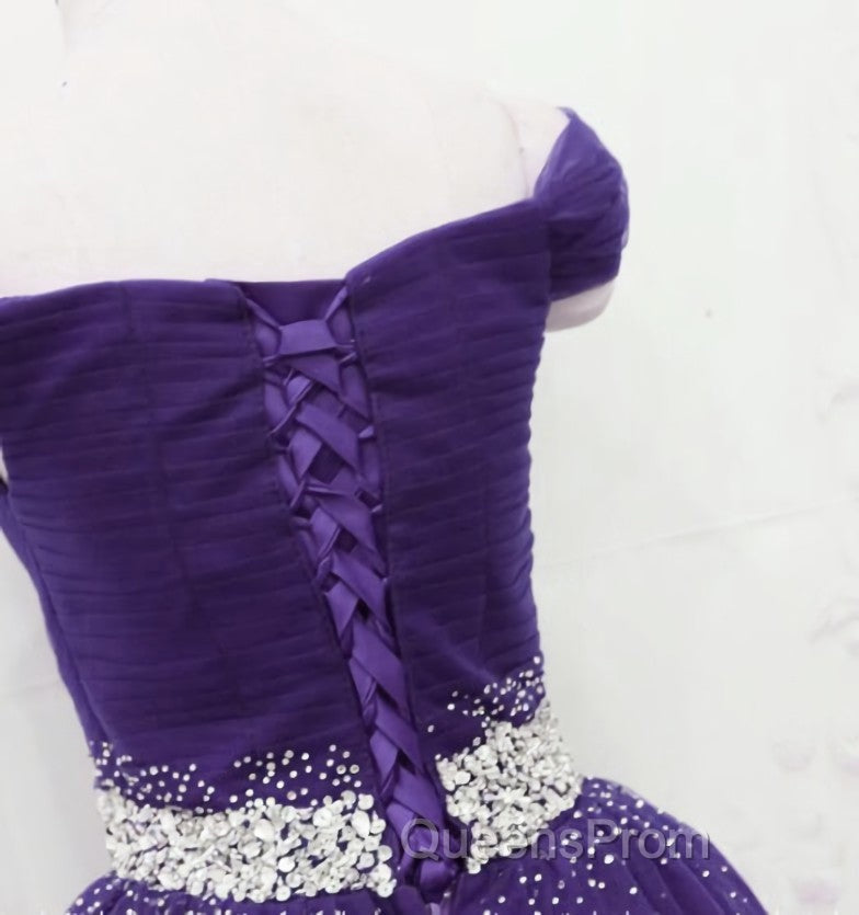 Dark Purple Tulle Long Evening Prom Dress, Junior Evening Prom Dress