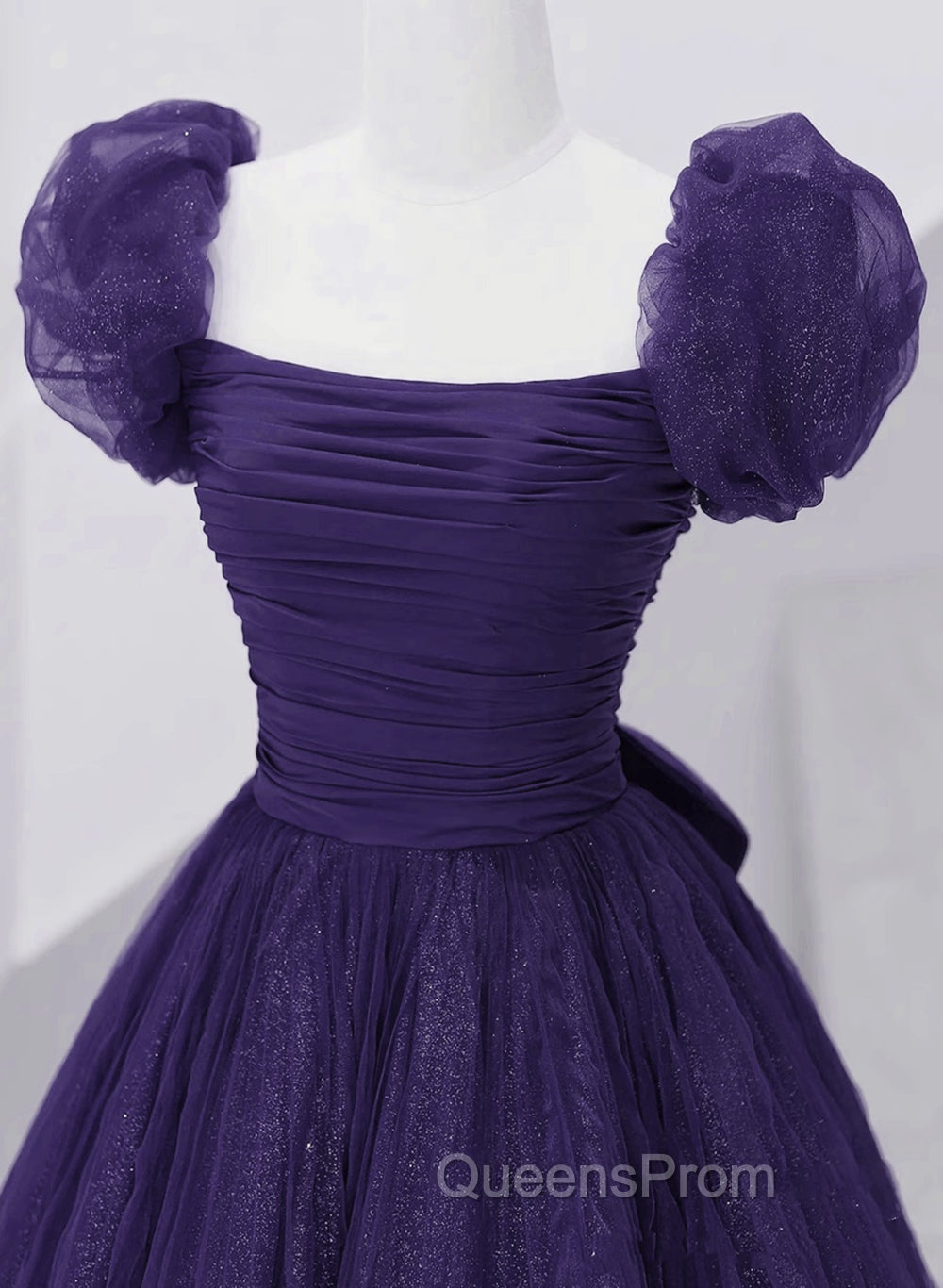 Dark Purple Tulle Scoop A-line Long Evening Dress, Dark Purple Evening Dress Evening Prom Dress Secondary image