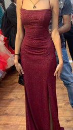 Burgundy Sparkly Glitter Classy Prom Dress Long Classy Evening Dress