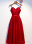 Dark Red Tulle Sweetheart Straps Wedding Party Dress, Red Homecoming Dress Prom Dress