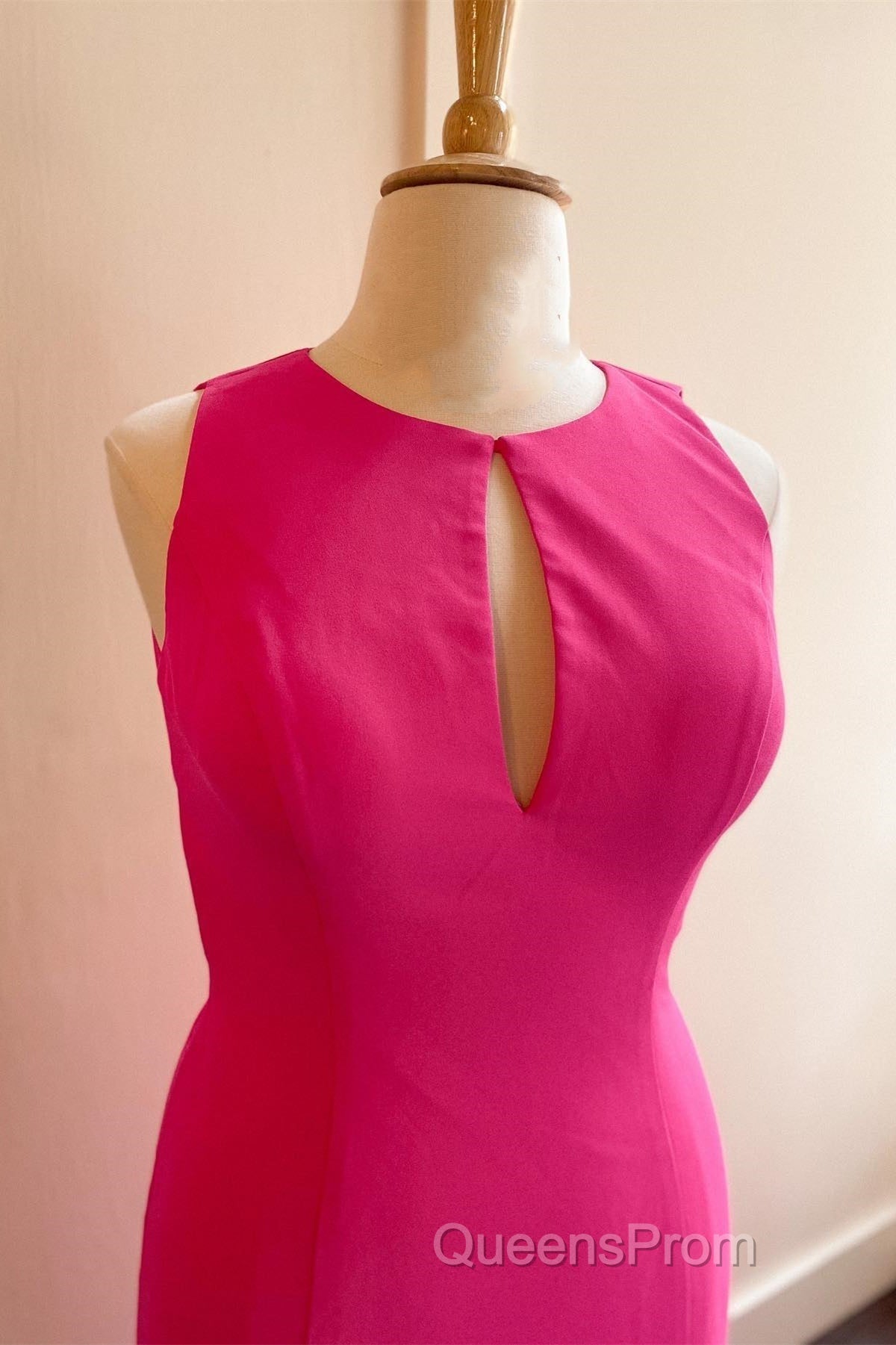 Hot Pink Mermaid Long Formal Dress with Open Back Secondary image
