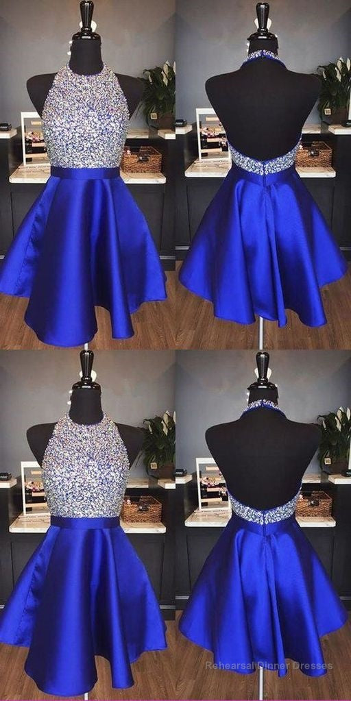 Royal Blue Tulle With Crystal Homecoming Dress Main image