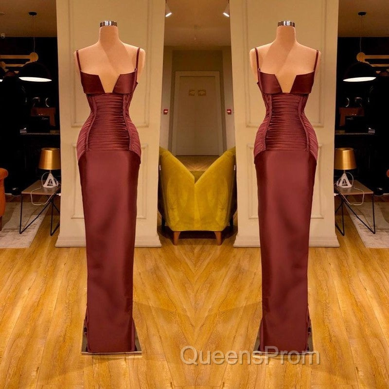 Designer Burgundy Spaghetti-Straps Mermaid Evening Prom Dress Long With Ruched Secondary image