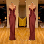 Designer Burgundy Spaghetti-Straps Mermaid Evening Prom Dress Long With Ruched