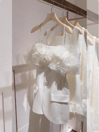 Designer Suit Ruffled Satin Suspenders Birthday Skirt Homecoming Dress