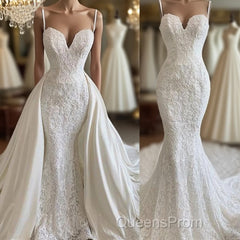 Detachable Skirt Wedding Dress, Lace Applique Wedding Dress, Formal Evening Prom Dress