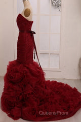 Dignified Trumpet/Mermaid Strapless Sweetheart Tiered Long Evening Prom Dress