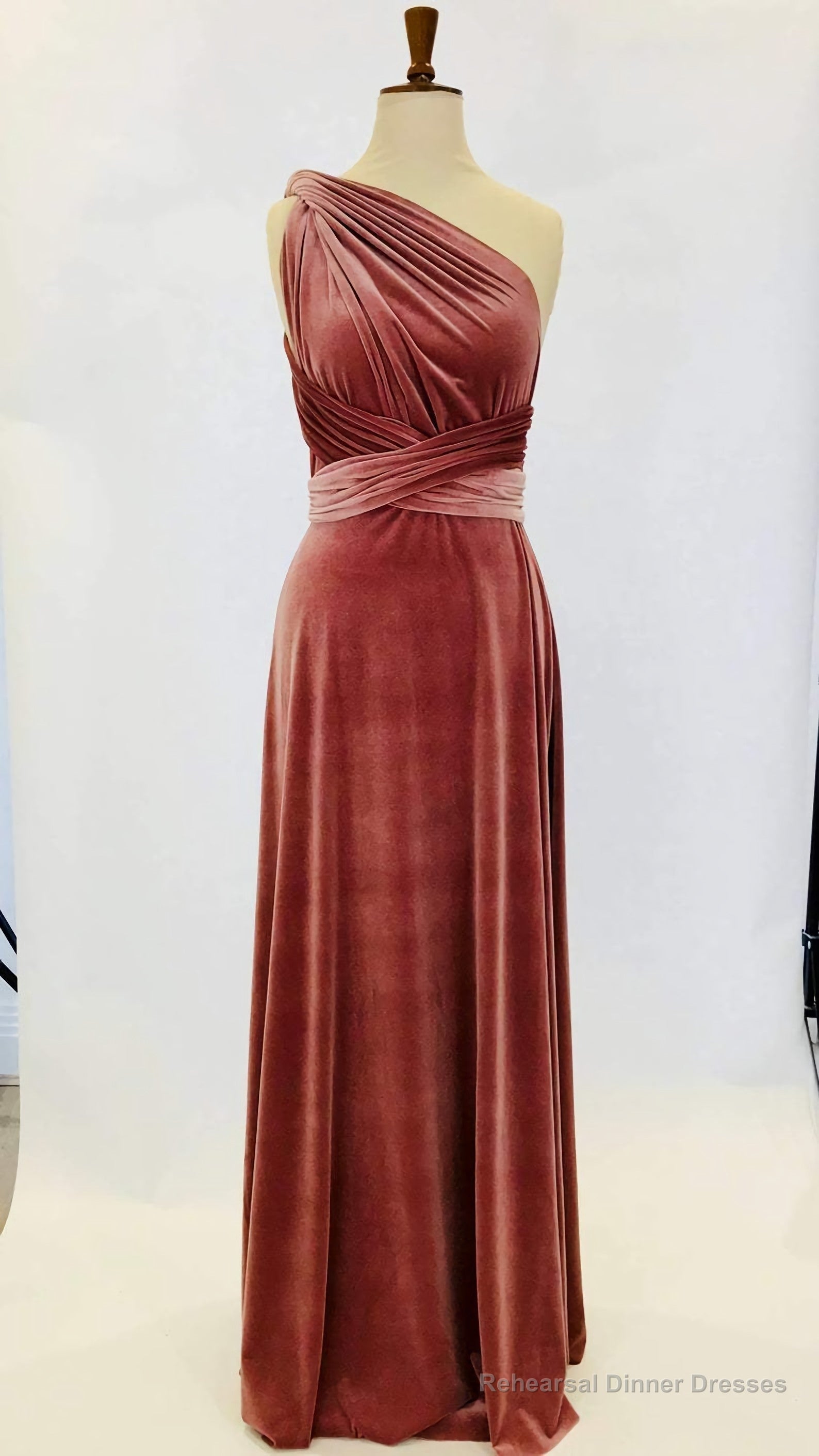 Dusky Pink Velvet Dress, Infinity Dress, Bridesmaid Dress, Prom Dress, Ball Gown Long Dress, Evening Dress, Convertible Dress, Party Dress Main image