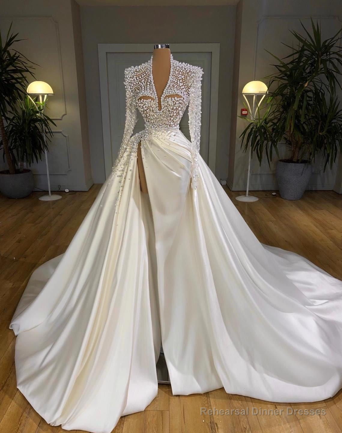 White Prom Dress, Beaded Prom Dresses, 2025 Prom Dresses Main image