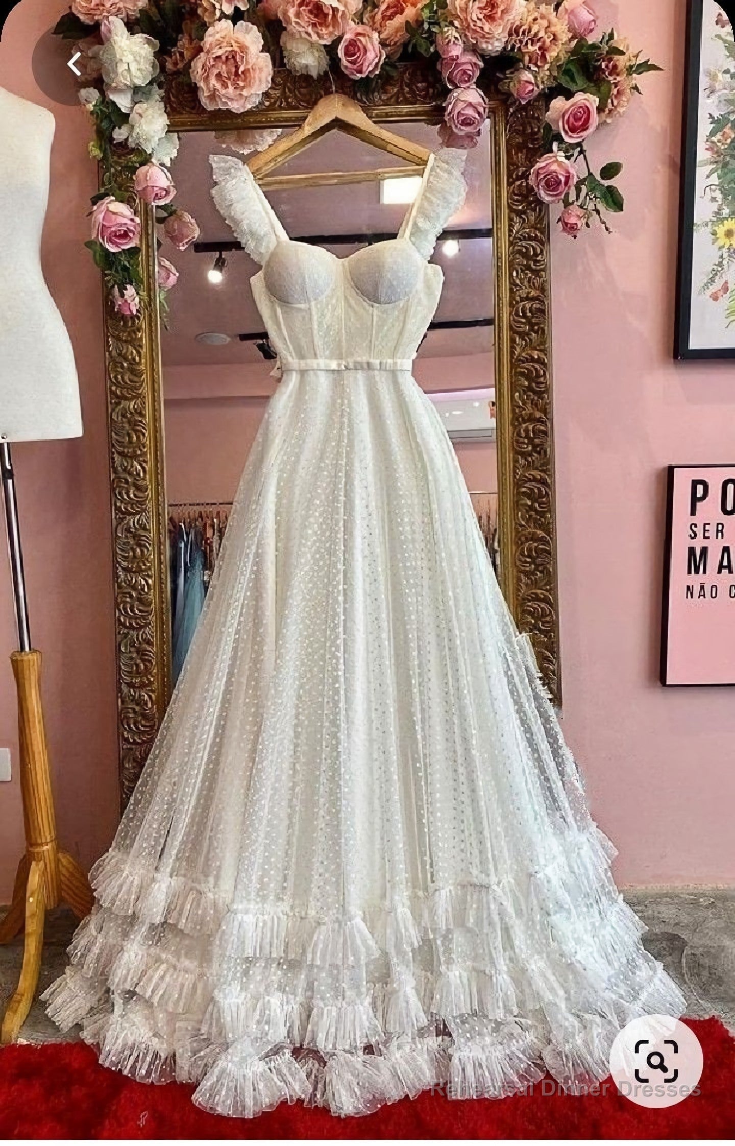 Princess Ivory Lace Sweetheart A Line Long Prom Dresses Main image