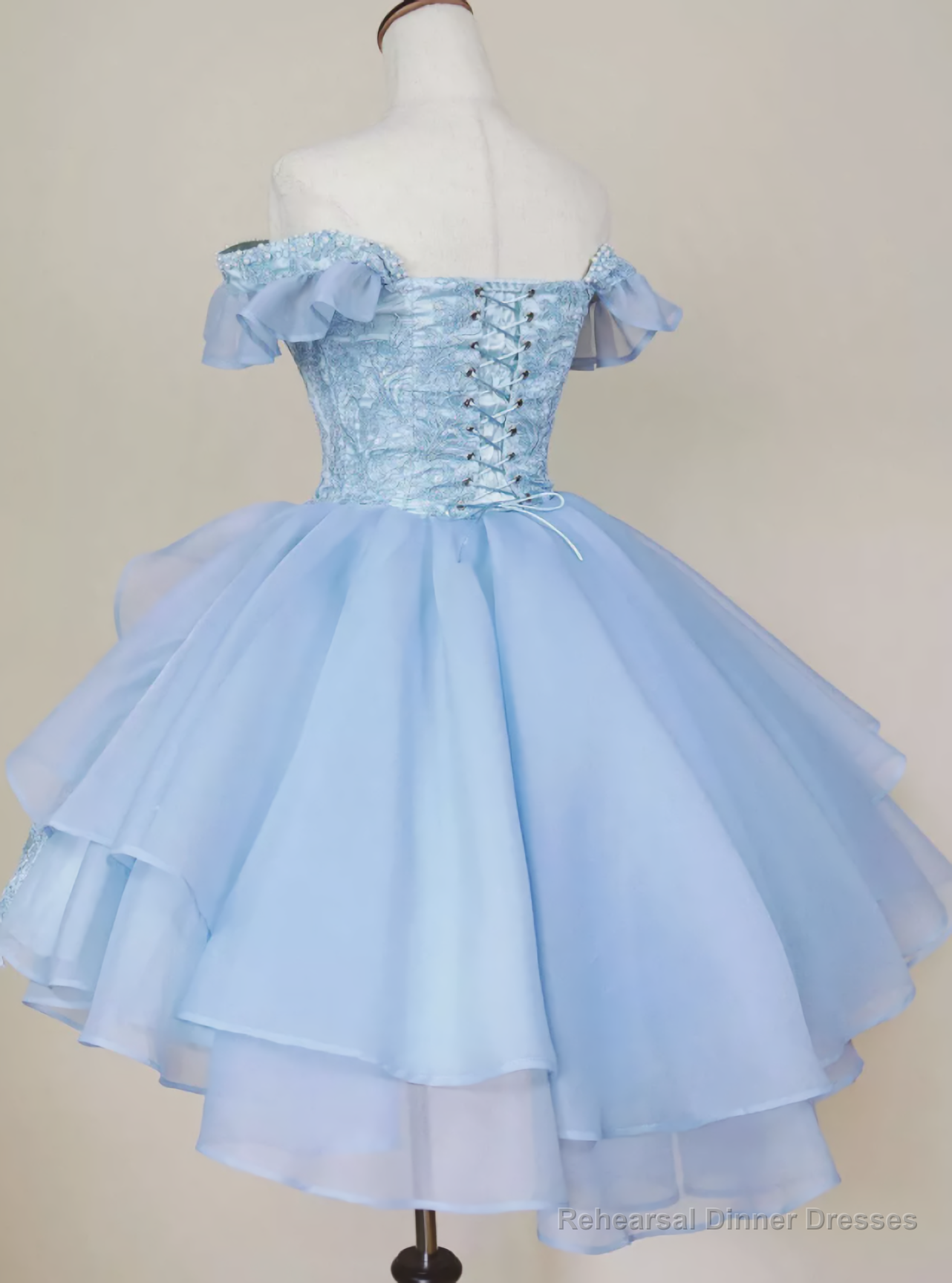 A Line Short Pink Blue Homecoming Dress Secondary image