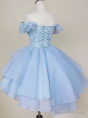 A Line Short Pink Blue Homecoming Dress